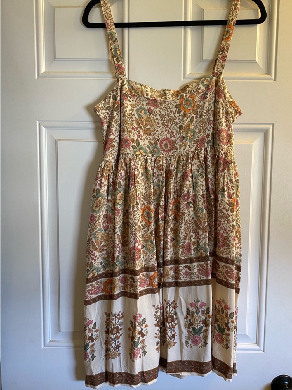 NATURAL LIFE Cream Floral Tiered Mini Dress with Pink & Green Accents - Picture 3 of 8